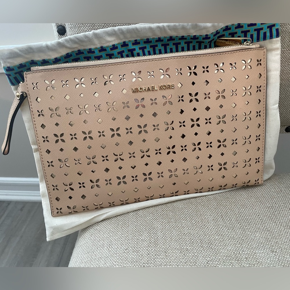 Michael Kors laser cutout wristlet